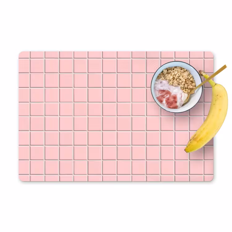 Placemat - 6 stuks - Patroon - Tegel - Pastelroze — 1