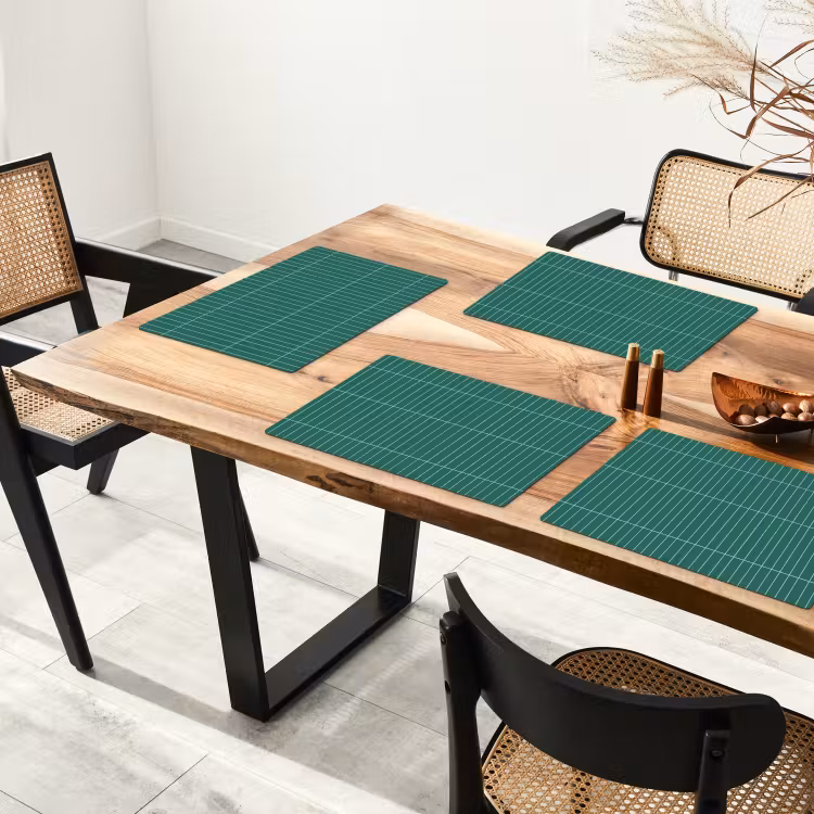 Placemat - 6 stuks - Patroon - Tegel - Saliegroen — 5