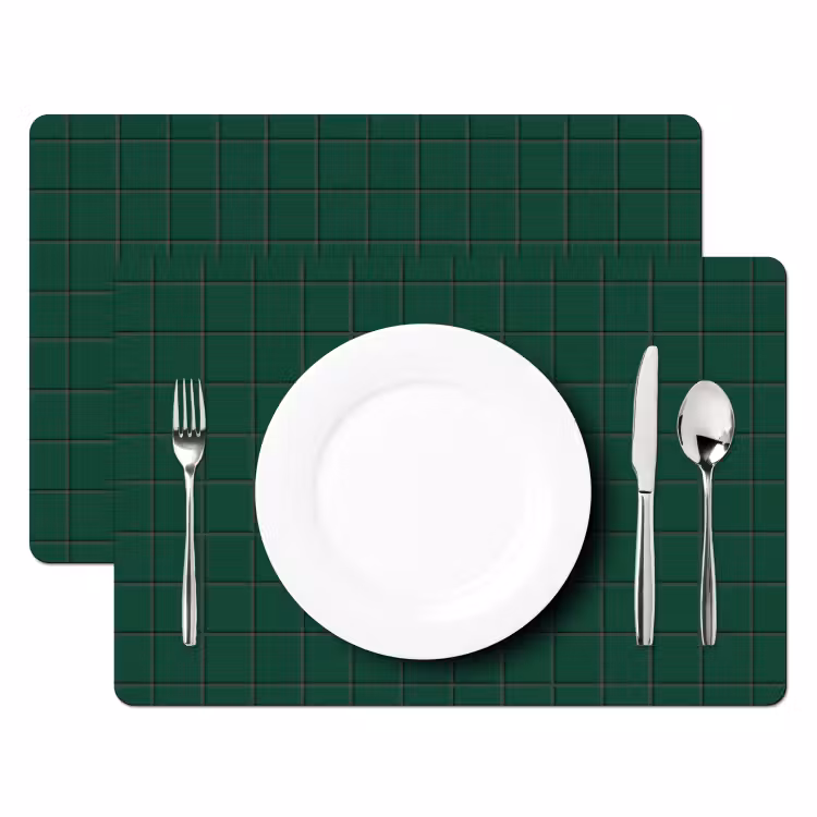 Placemat - 6 stuks - Patroon - Tegels - Dennen - Groen — 2