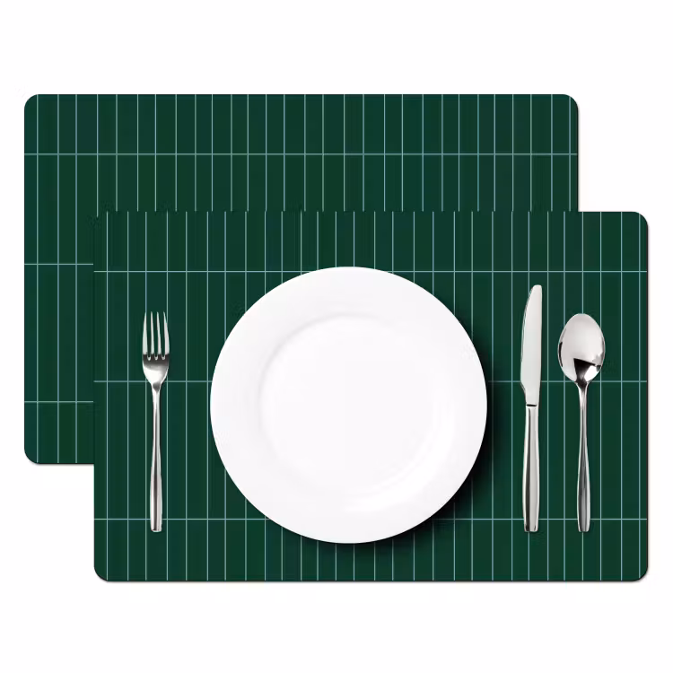 Placemat - 6 stuks - Patroon - Tegels - Donkergroen — 2