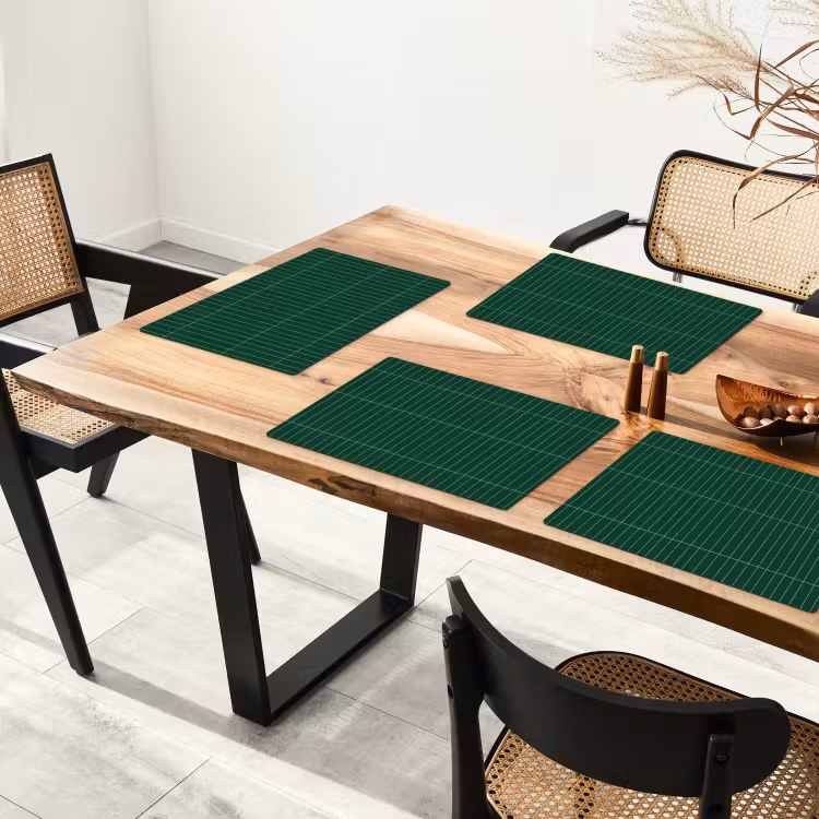 Placemat - 6 stuks - Patroon - Tegels - Donkergroen — 5
