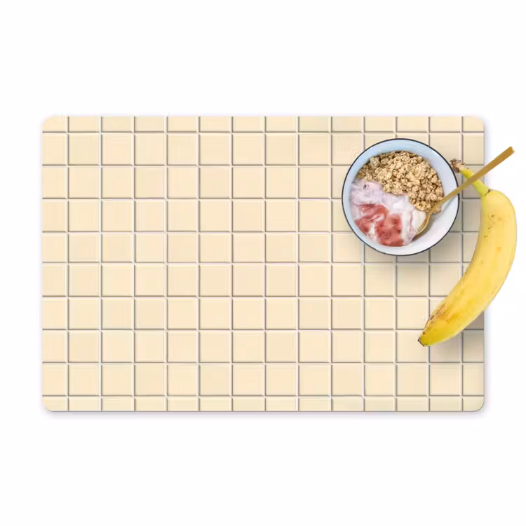 Placemat - 6 stuks - Patroon - Tegels - Gebroken - Wit — 1