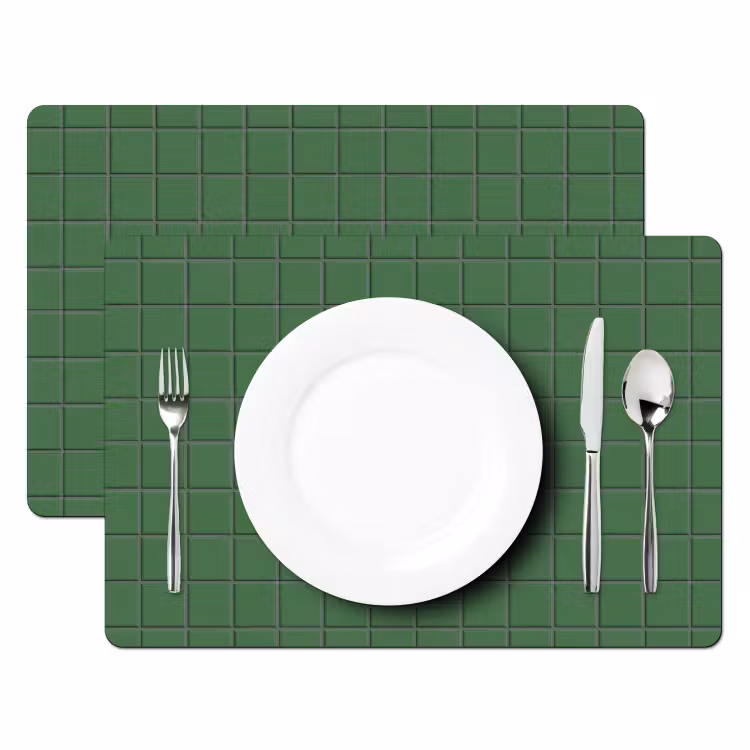 Placemat - 6 stuks - Patroon - Tegels - Groen — 2