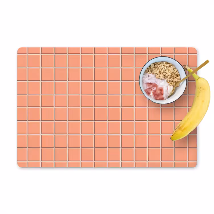 Placemat - 6 stuks - Patroon - Tegels - Perzik — 1