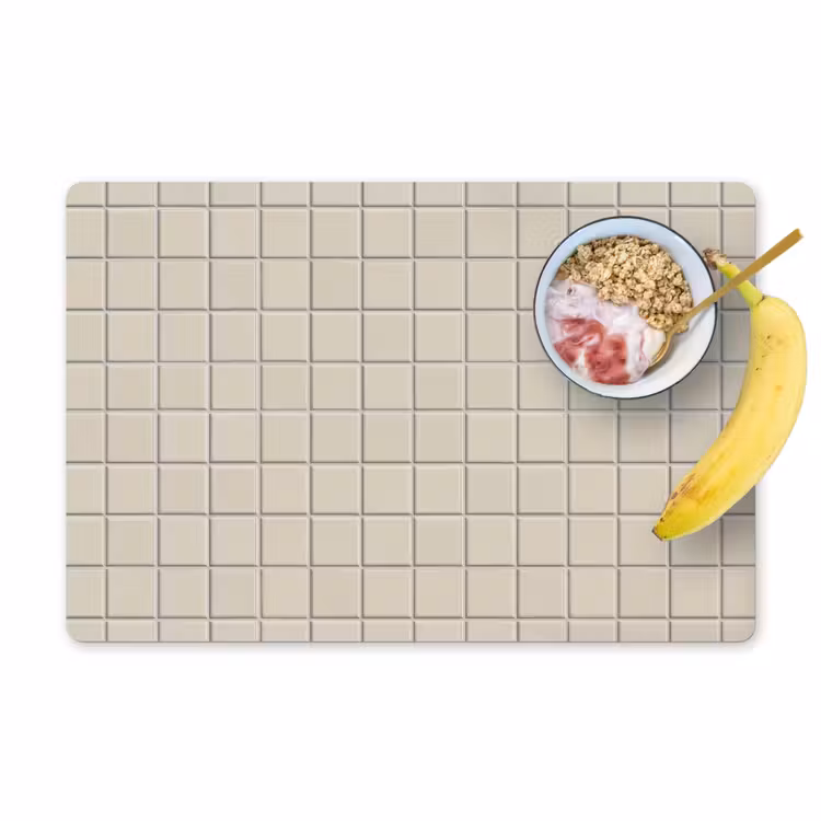 Placemat - 6 stuks - Patroon - Tegels - Taupe — 1
