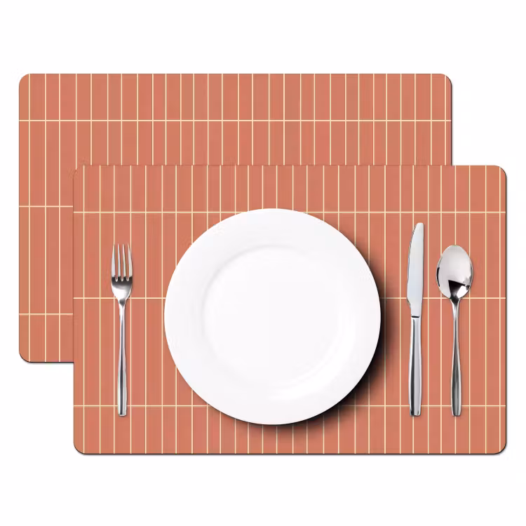 Placemat - 6 stuks - Patroon - Tegels - Terracotta — 2