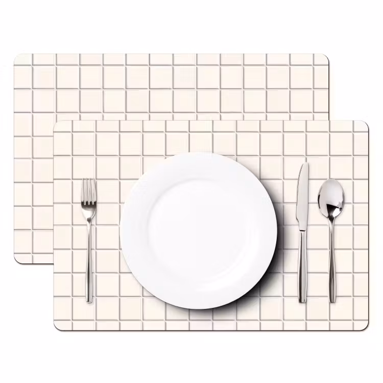 Placemat - 6 stuks - Patroon - Tegels - Wit — 2