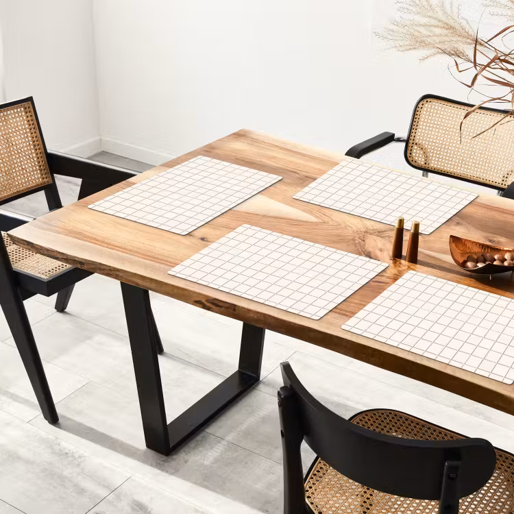 Placemat - 6 stuks - Patroon - Tegels - Wit — 5