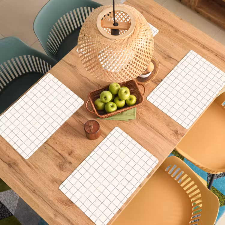 Placemat - 6 stuks - Patroon - Tegels - Wit — 6