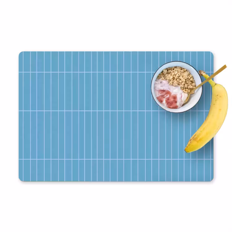 Placemat - 6 stuks - Tegel - Langwerpig - Patroon - Blauw — 1