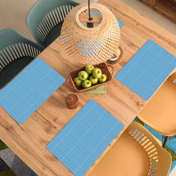 Placemat - 6 stuks - Tegel - Langwerpig - Patroon - Blauw — 6