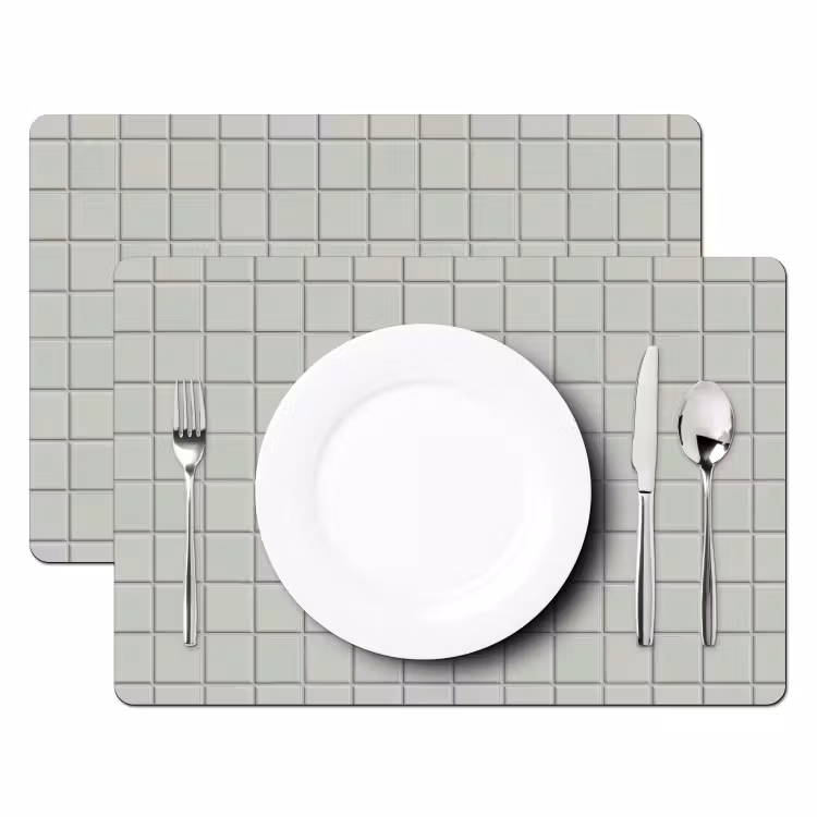 Placemat - 6 stuks - Tegel - Patroon - Lichtgroen — 2