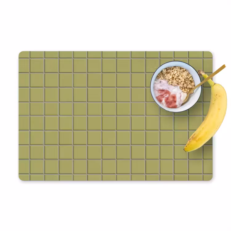 Placemat - 6 stuks - Tegel - Patroon - Olijfgroen — 1