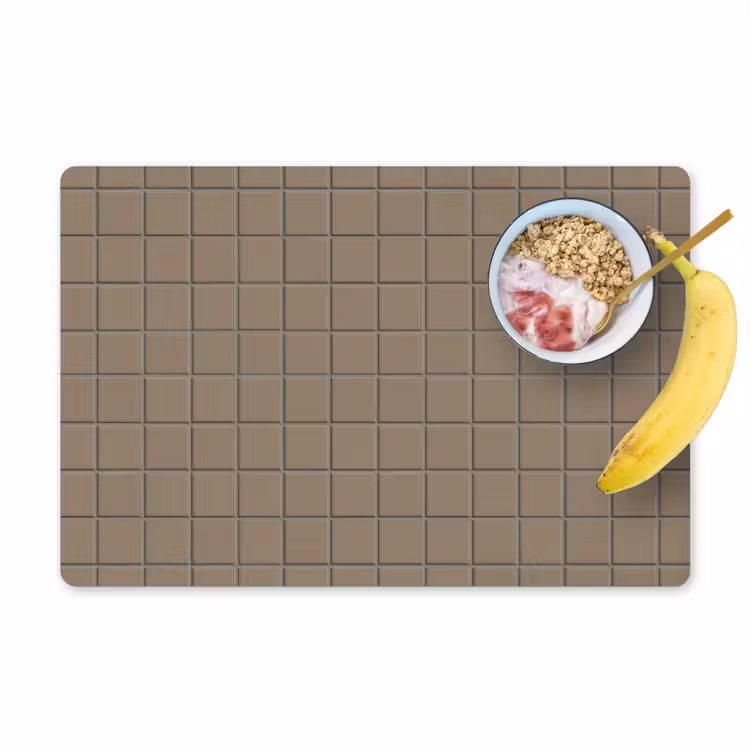 Placemat - 6 stuks - Tegel - Patroon - Taupe — 1