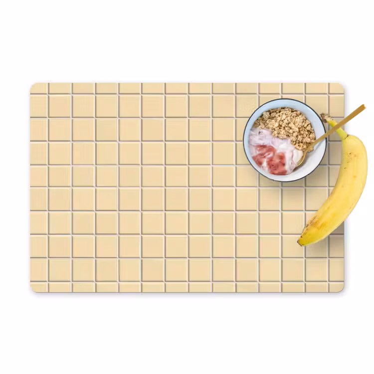 Placemat - 6 stuks - Tegels - Patroon - Crème — 1