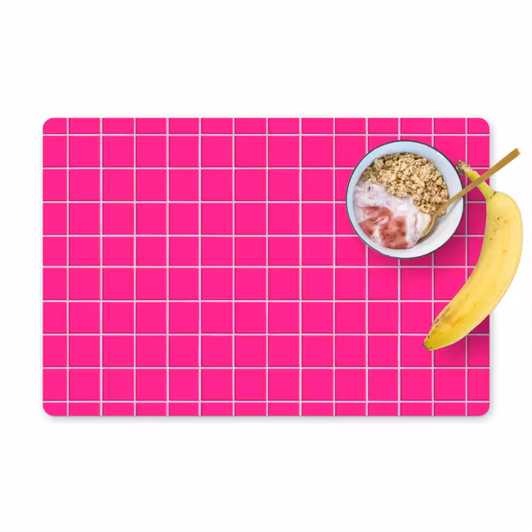 Placemat - 6 stuks - Tegels - Vierkant - Fuchsia — 1