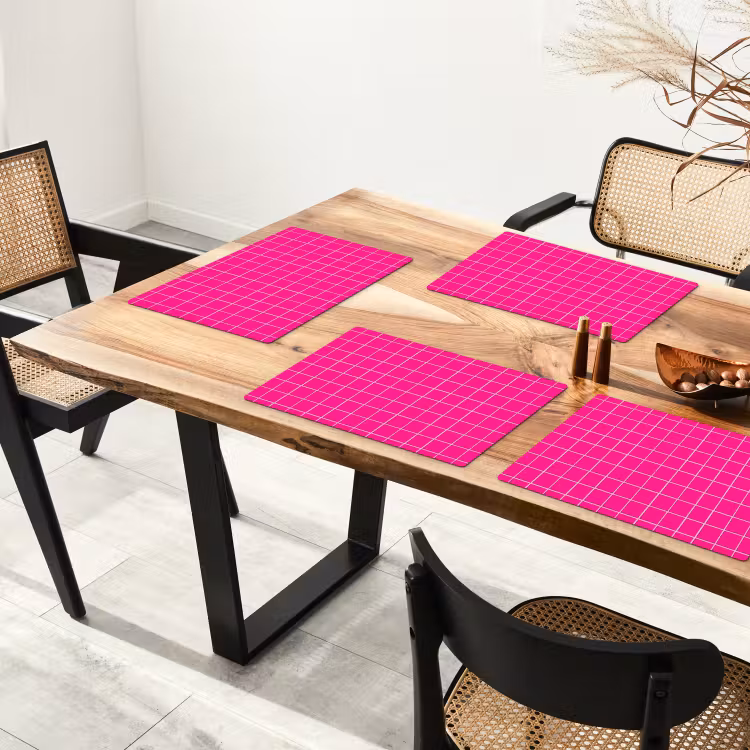 Placemat - 6 stuks - Tegels - Vierkant - Fuchsia — 5