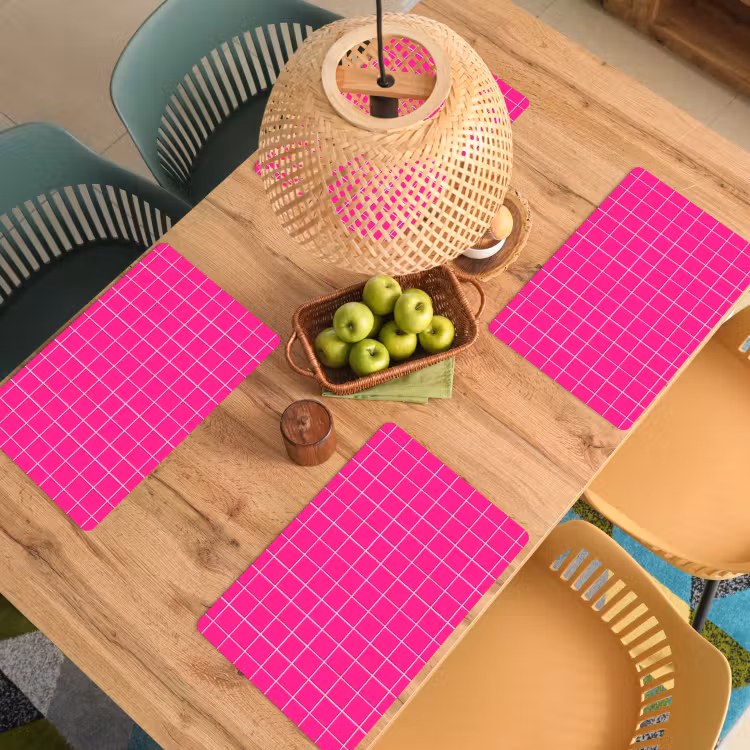 Placemat - 6 stuks - Tegels - Vierkant - Fuchsia — 6