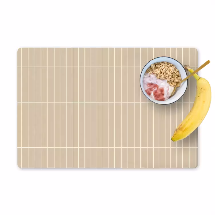 Placemat - 6 stuks - Verticaal - Wandtegel - Crème - Beige — 1
