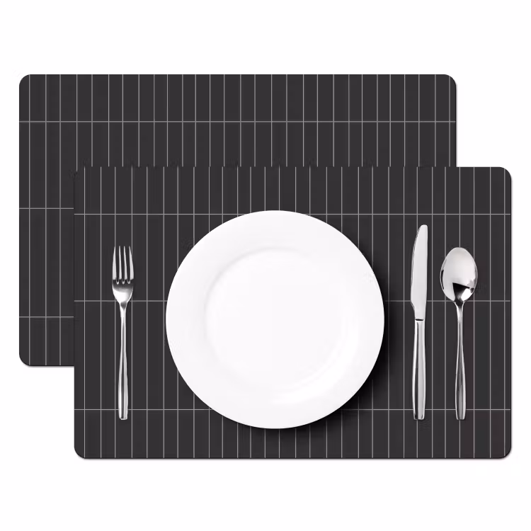 Placemat - 6 stuks - Verticaal - Wandtegel - Donkergrijs — 2