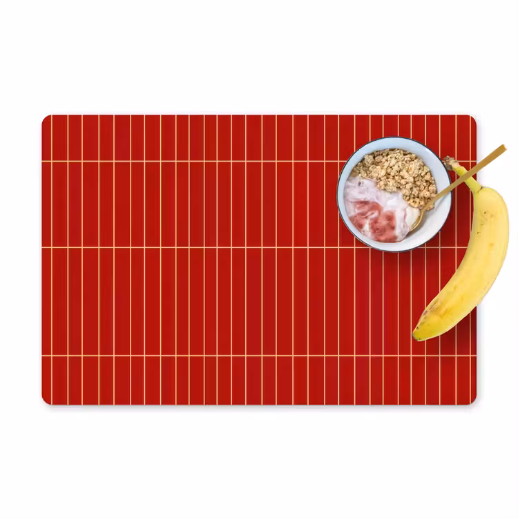 Placemat - 6 stuks - Verticaal - Wandtegel - Helderrood — 1