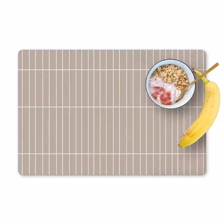 Placemat - 6 stuks - Verticaal - Wandtegel - Licht Beige — 1