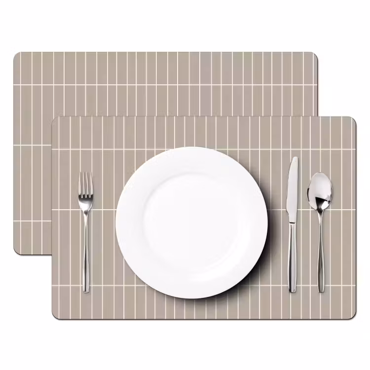 Placemat - 6 stuks - Verticaal - Wandtegel - Licht Beige — 2