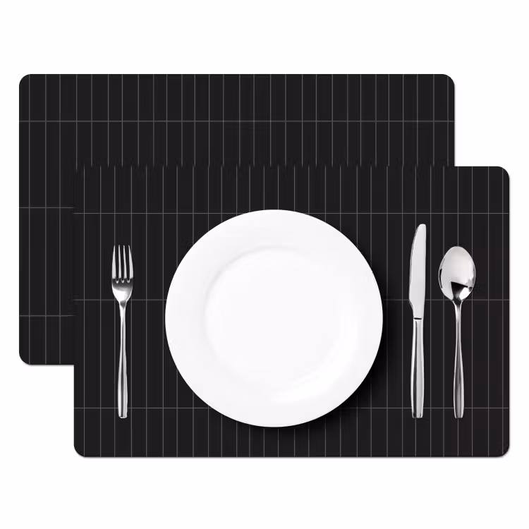 Placemat - 6 stuks - Verticaal - Wandtegel - Mat - Zwart — 2