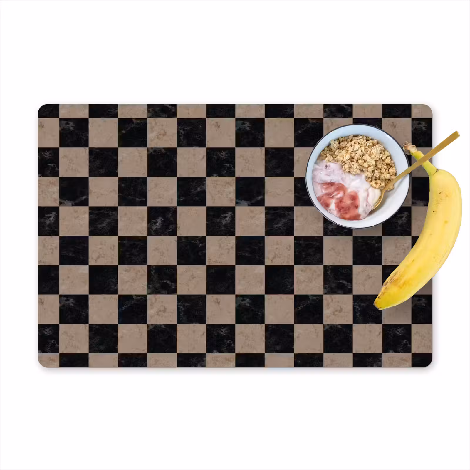 Placemat - 6 stuks - Patroon - Dambord - Marmer — 1