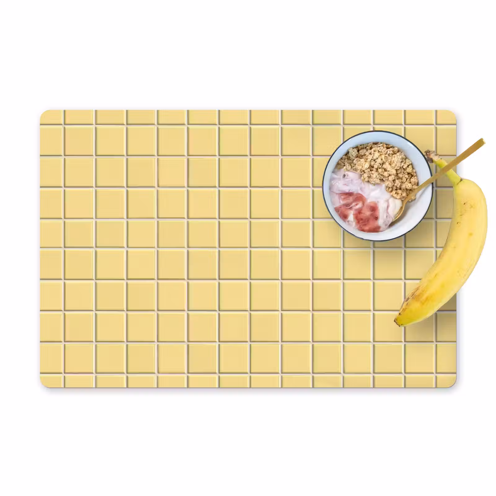 Placemat - 6 stuks - Patroon - Tegels - Geel — 1