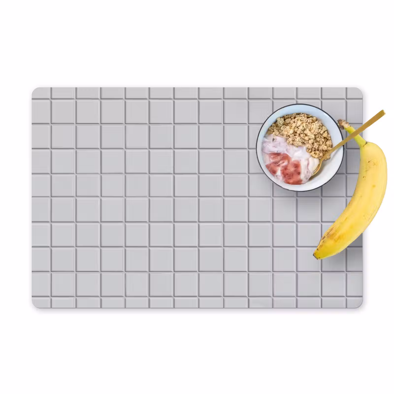 Placemat - 6 stuks - Patroon - Tegels - Licht - Grijs — 1