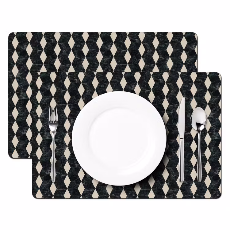 Placemat - 6 stuks - Geometrisch - Patroon - Marmer - Groen — 2