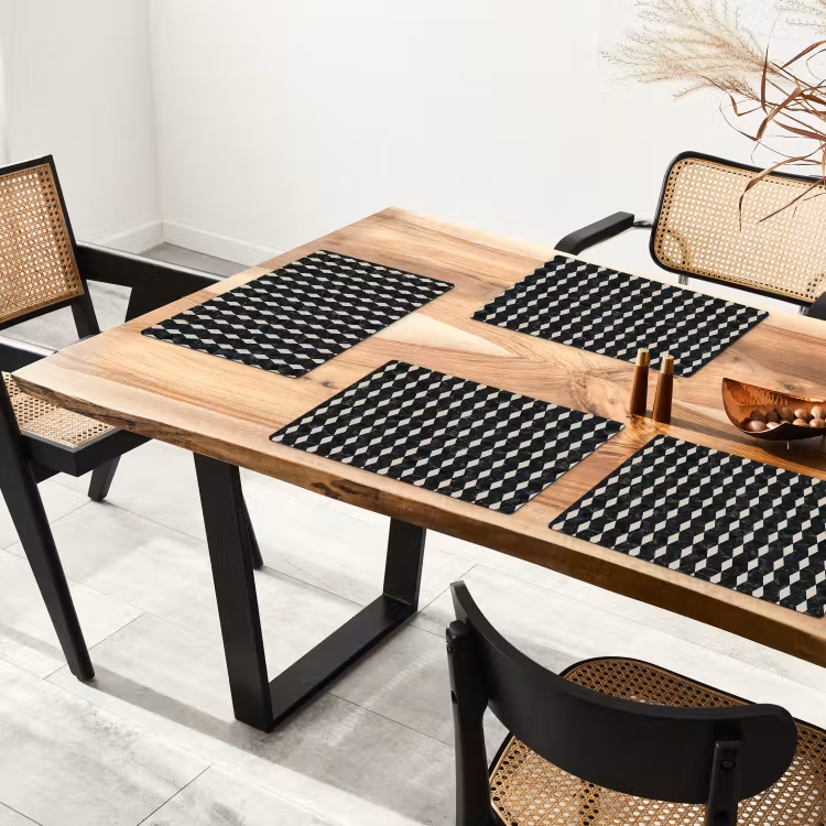 Placemat - 6 stuks - Geometrisch - Patroon - Marmer - Groen — 5