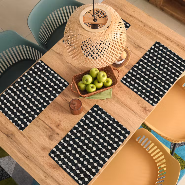 Placemat - 6 stuks - Geometrisch - Patroon - Marmer - Groen — 6