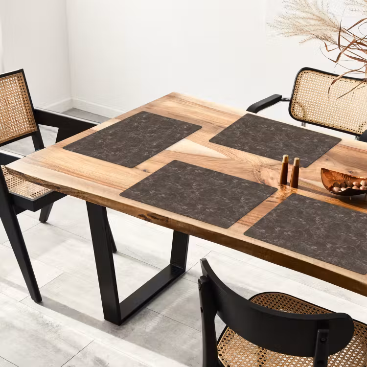 Placemat - 6 stuks - Marmer - Aders - Bruin — 5