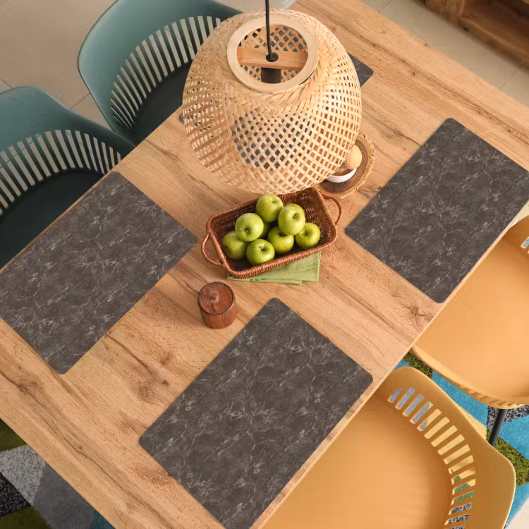 Placemat - 6 stuks - Marmer - Aders - Bruin — 6