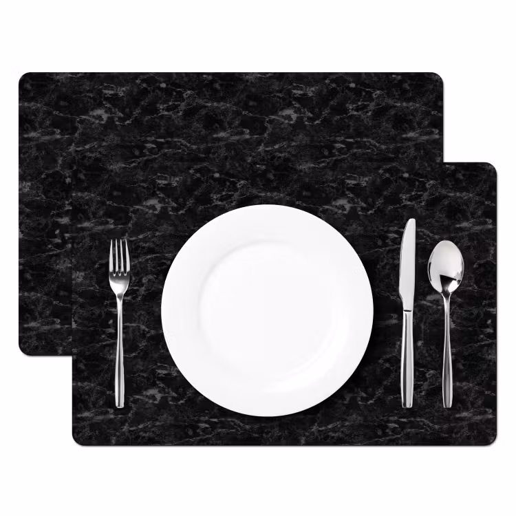 Placemat - 6 stuks - Marmer - Aders - Zwart — 2