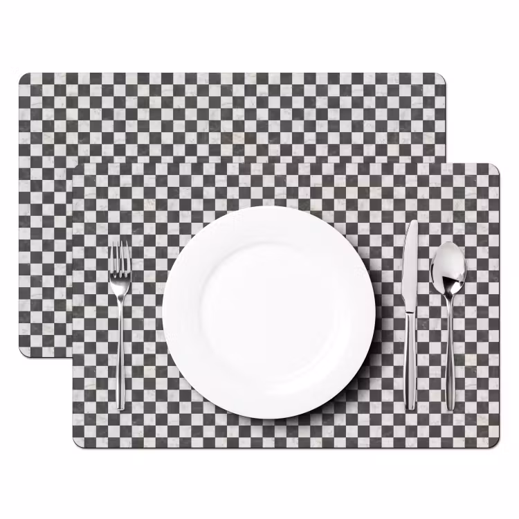 Placemat - 6 stuks - Marmer - Patroon - Grijs — 2