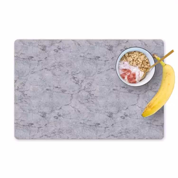 Placemat - 6 stuks - Marmerplaat - Patroon - Grijs — 1