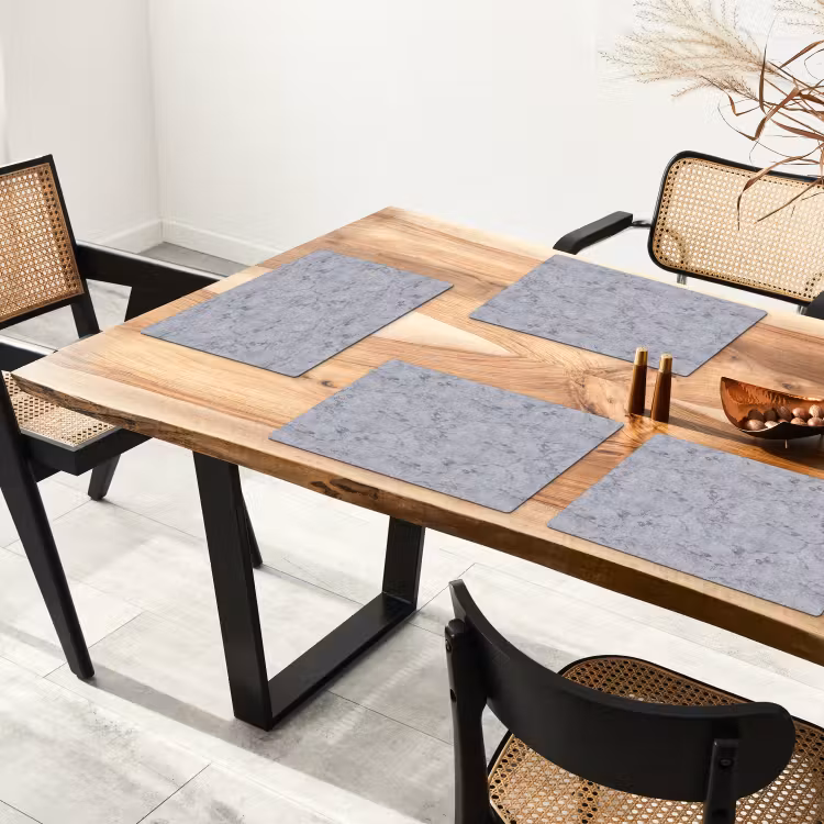 Placemat - 6 stuks - Marmerplaat - Patroon - Grijs — 5