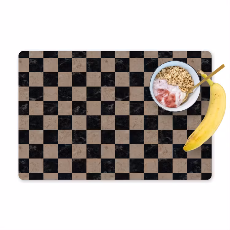 Placemat - 6 stuks - Patroon - Dambord - Marmer — 1