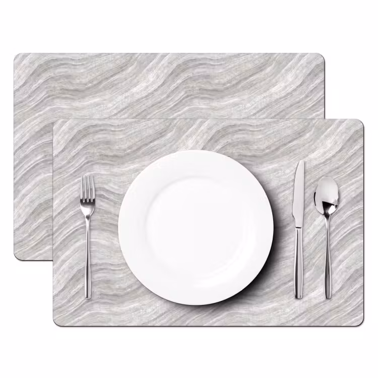 Placemat - 6 stuks - Patroon - Helder - Wit - Grijs — 2