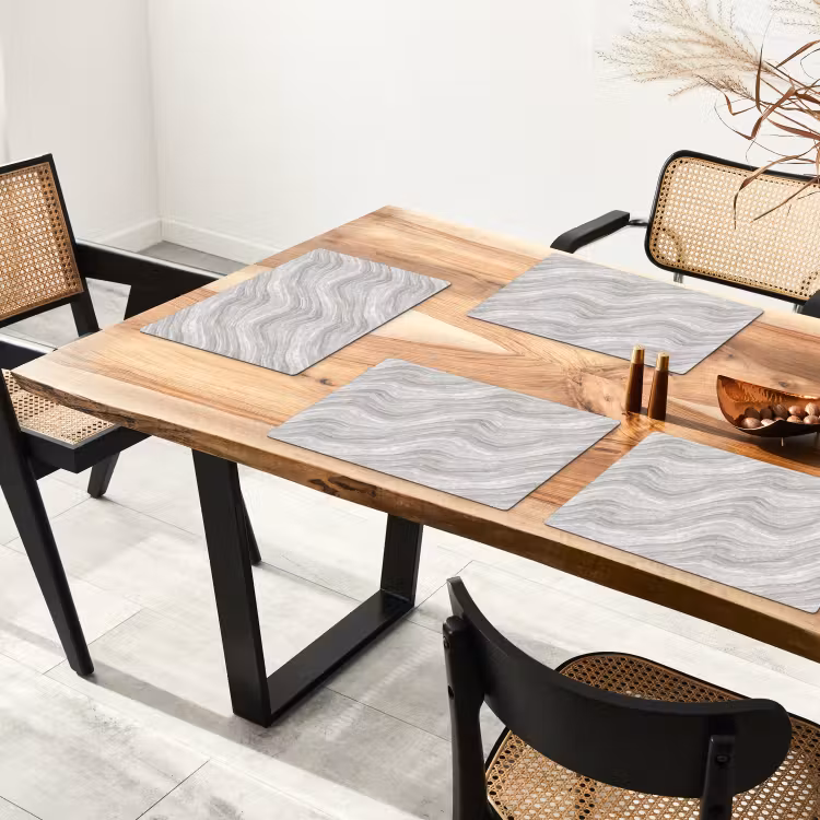 Placemat - 6 stuks - Patroon - Helder - Wit - Grijs — 5