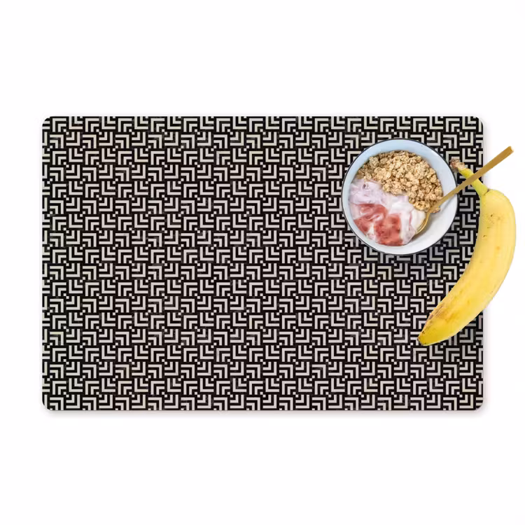 Placemat - 6 stuks - Patroon - Marmer - Zwart — 1