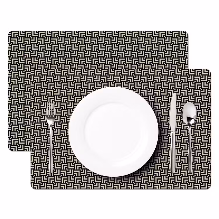 Placemat - 6 stuks - Patroon - Marmer - Zwart — 2