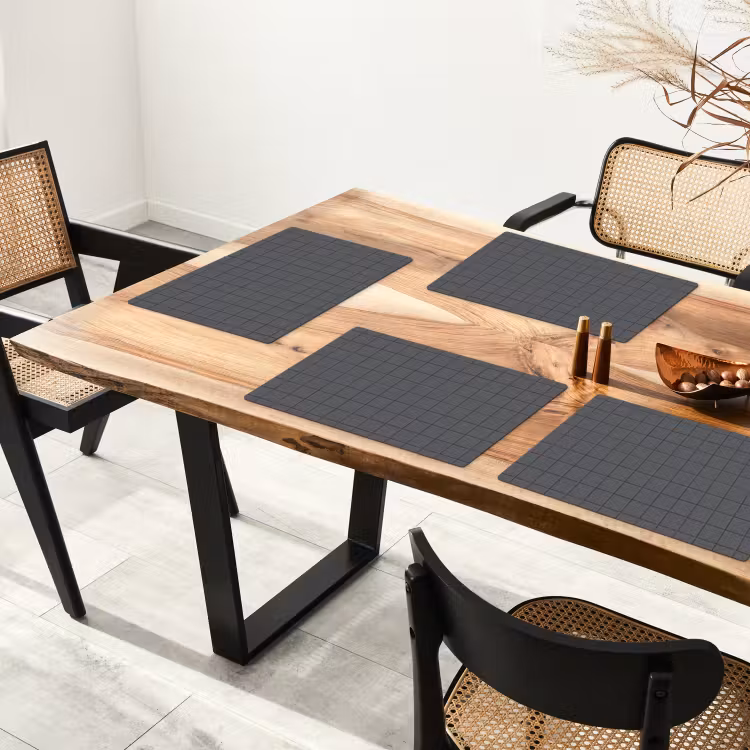 Placemat - 6 stuks - Patroon - Tegel - Grafiet - Grijs — 5