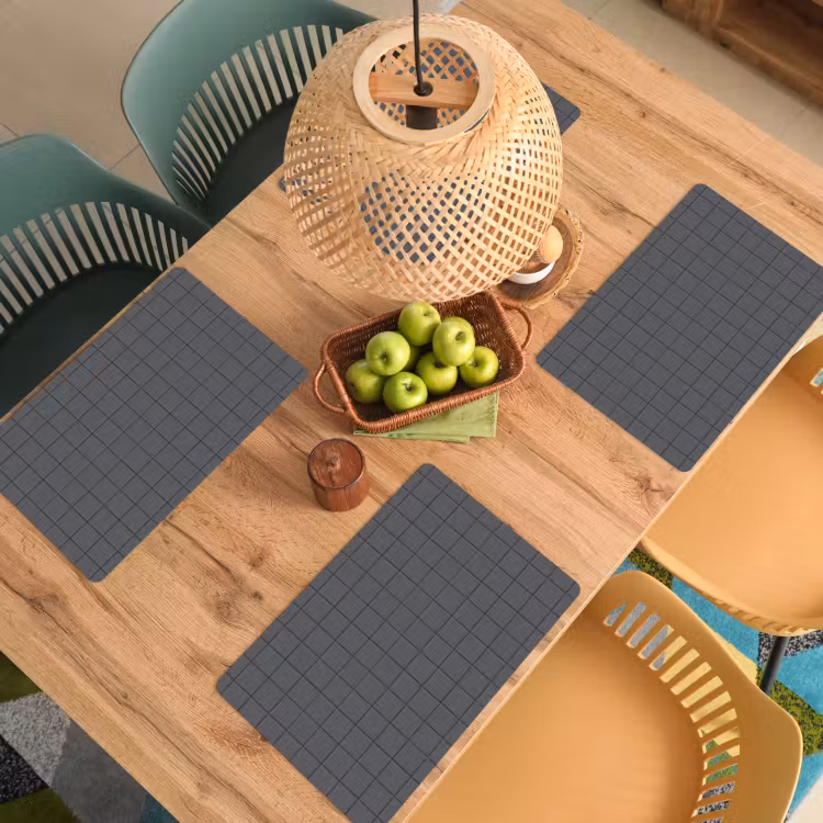 Placemat - 6 stuks - Patroon - Tegel - Grafiet - Grijs — 6