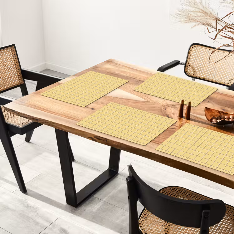 Placemat - 6 stuks - Patroon - Tegels - Geel — 5