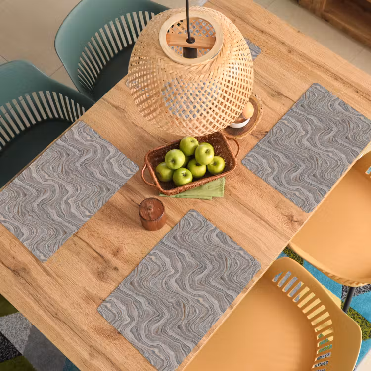 Placemat - 6 stuks - Patroon - Textuur - Grijs — 6