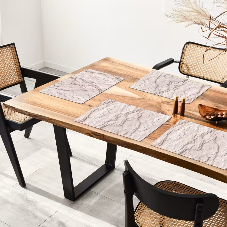 Placemat - 6 stuks - Rots - Structuur - Natuur - Beige - Abstract — 5